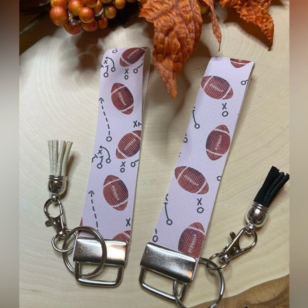 Football Playbook Fall Faux Leather Keychain (price is for 1)